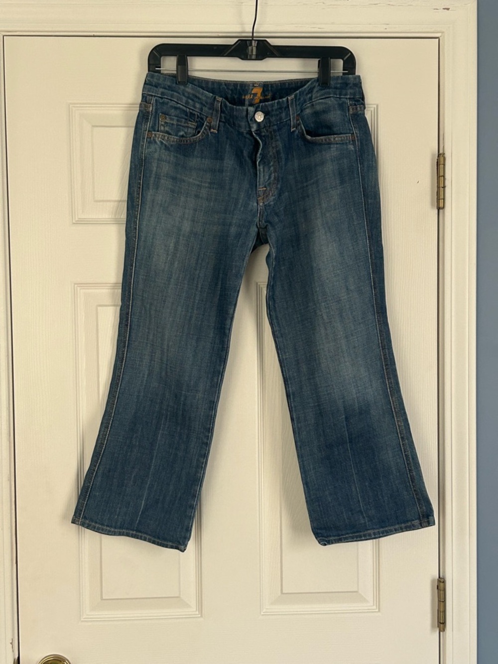 7 For All Mankind Women's Wide Leg Jeans in Medium Blue Wash